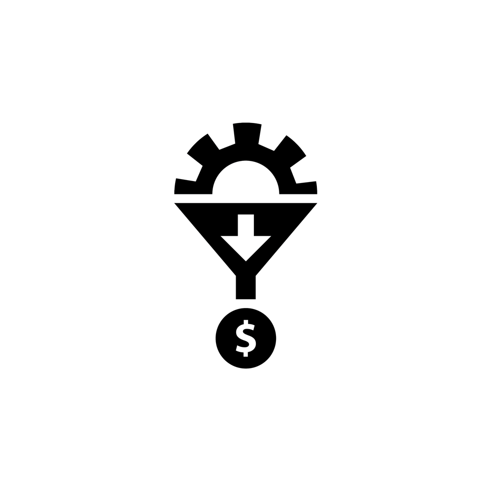 A symbol representing money funneling towards you