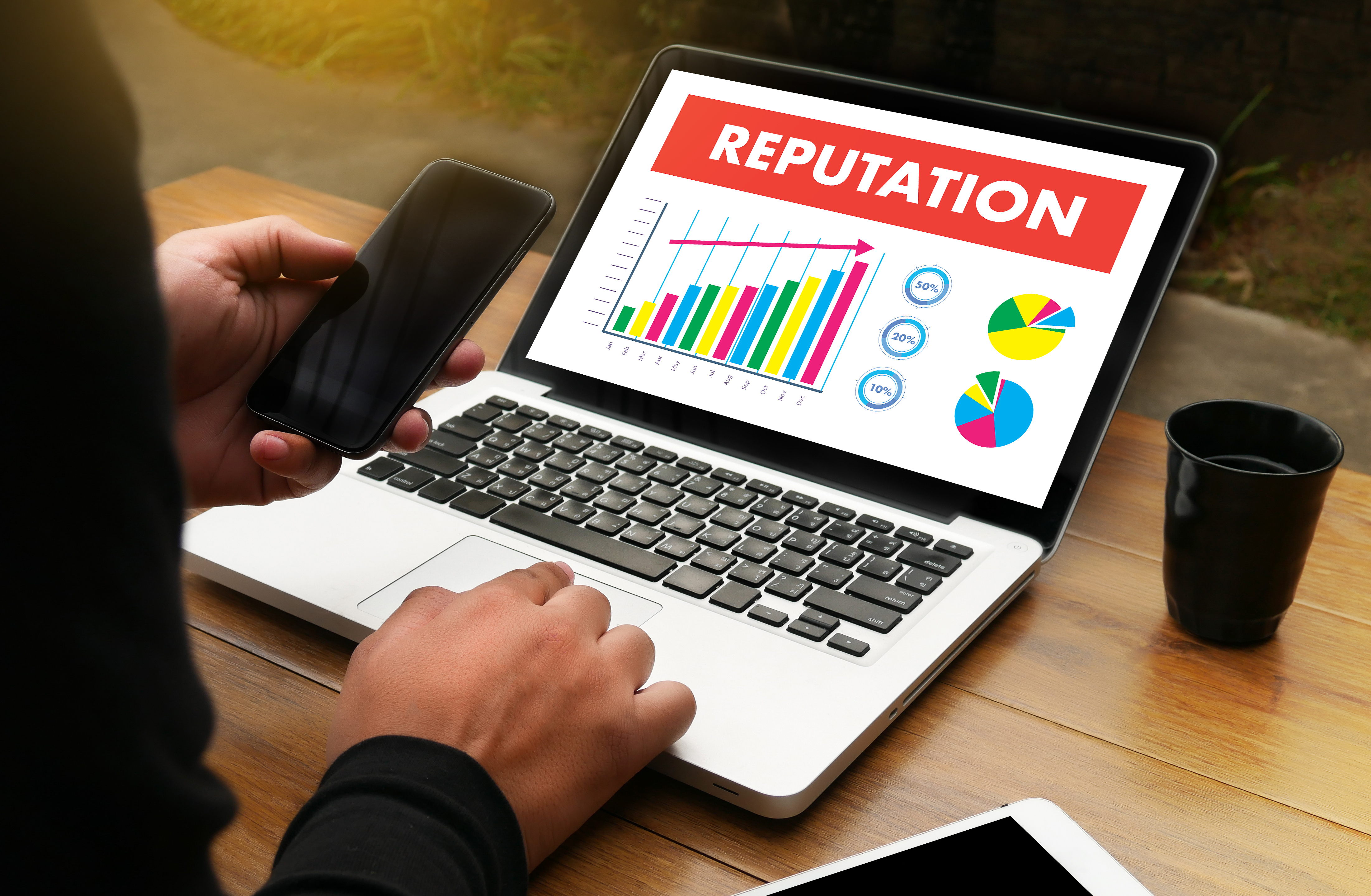Image of a computer screen showing a graph of a company's reputation.